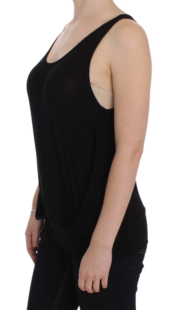 PLEIN SUD Black Stretch Sleeveless Blouse | Regal Royce