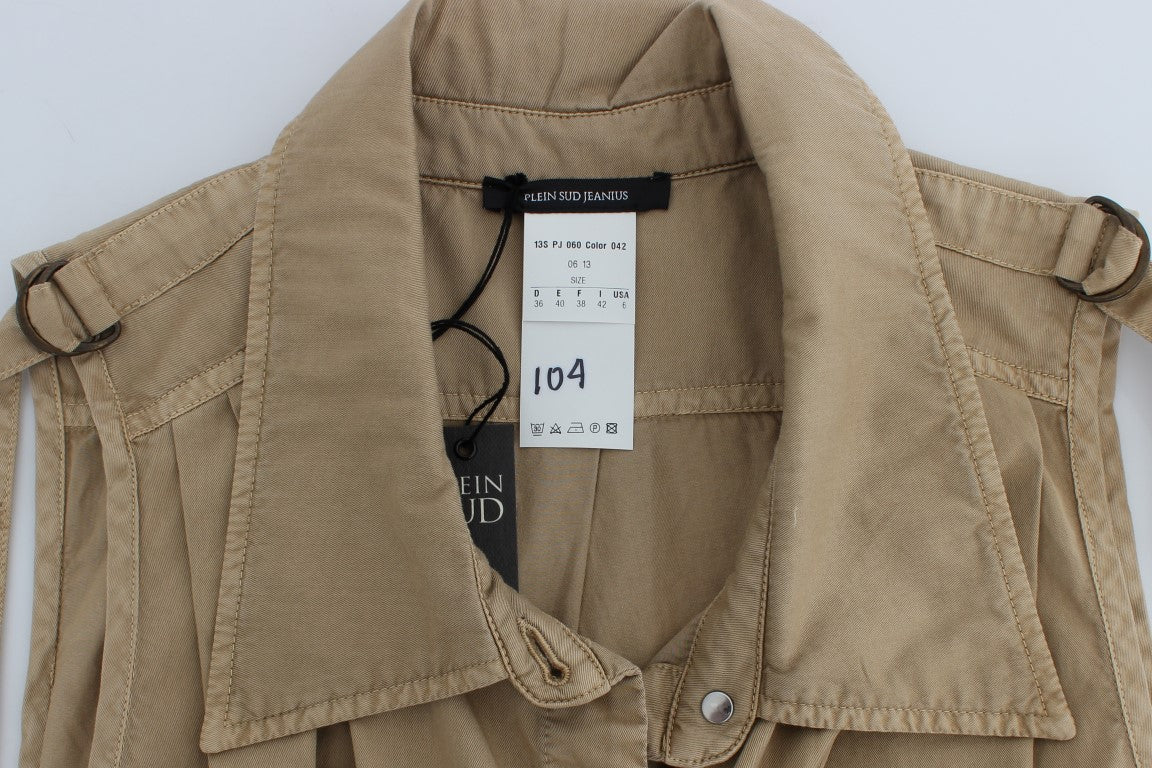 PLEIN SUD Beige Cotton Sleeveless Shirt | Regal Royce