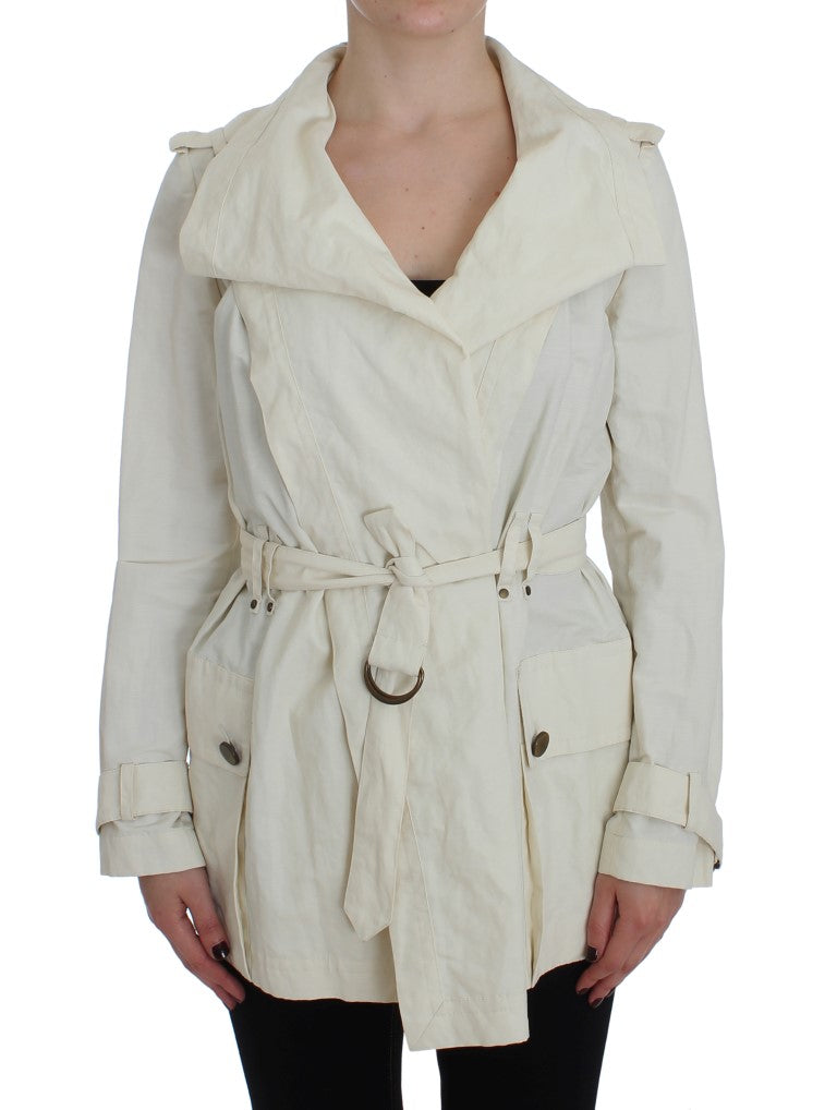 PLEIN SUD White Trench Coat Jacket | Regal Royce
