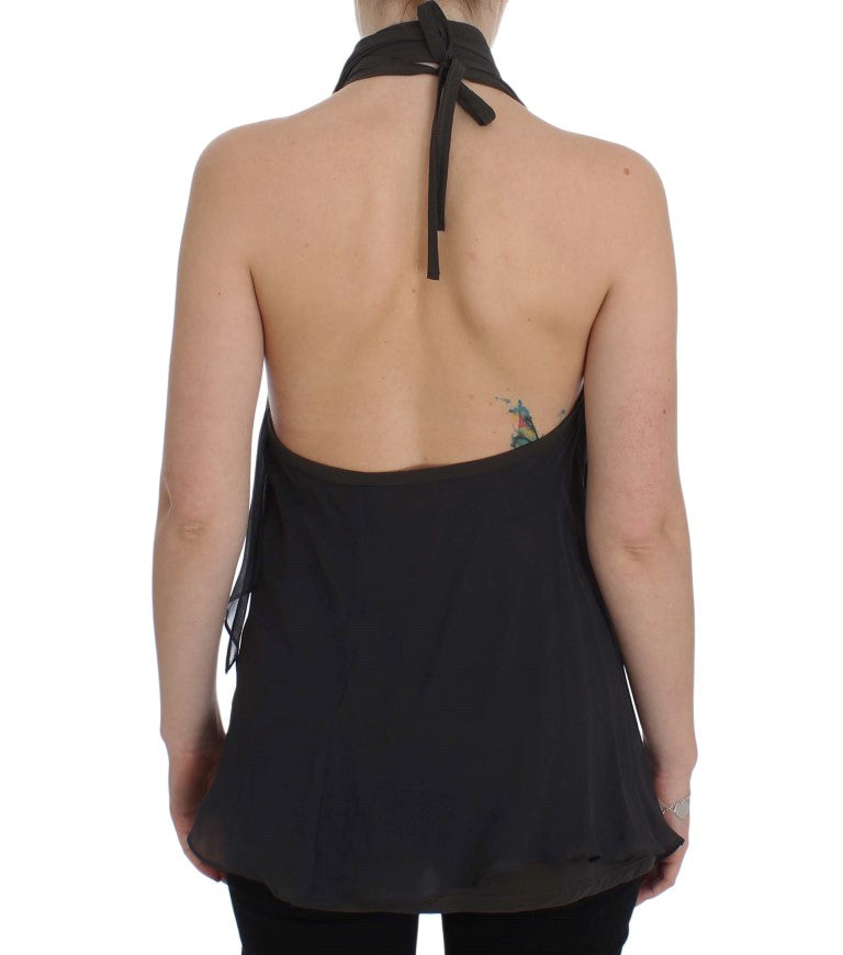 CORA GROPPO Gray Blue Stretch Blouse Top | Regal Royce