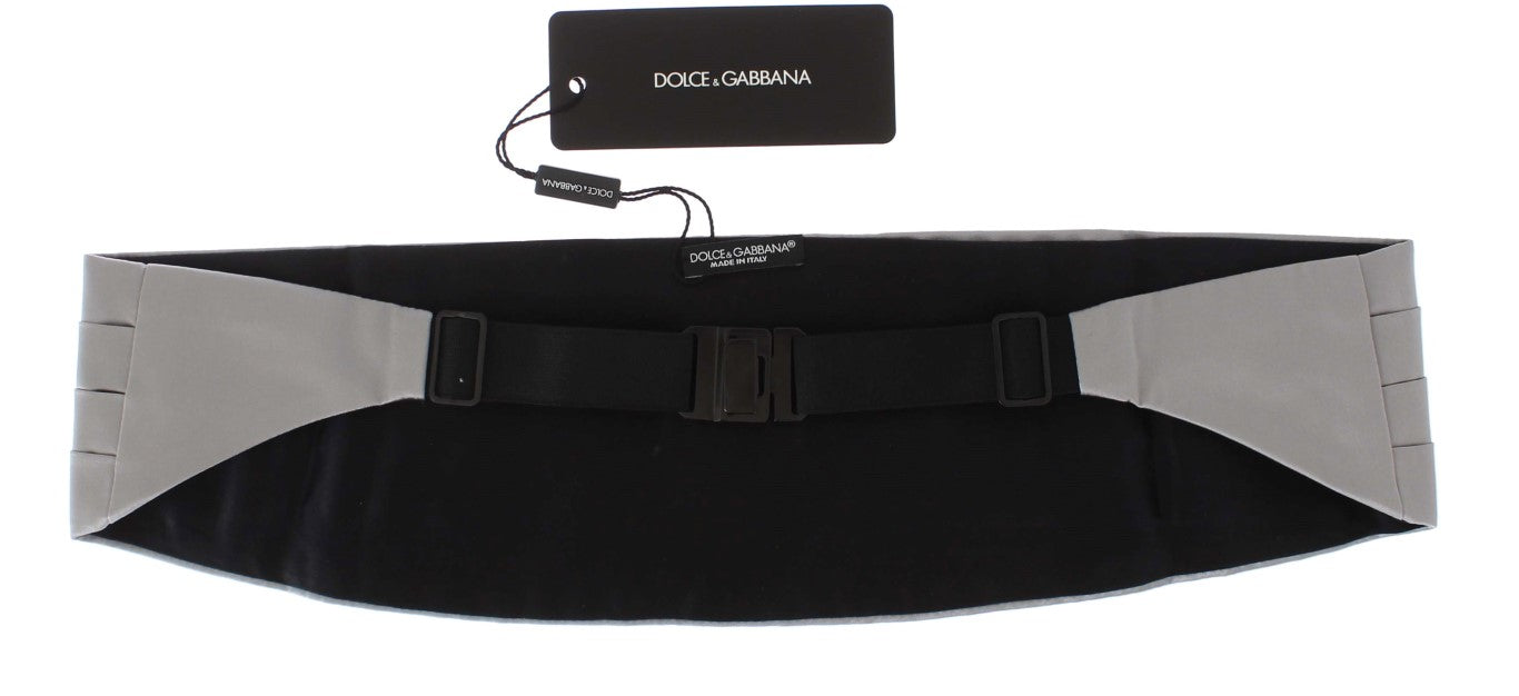 Dolce & Gabbana Silver Wide Belt Silk Cummerbund | Regal Royce