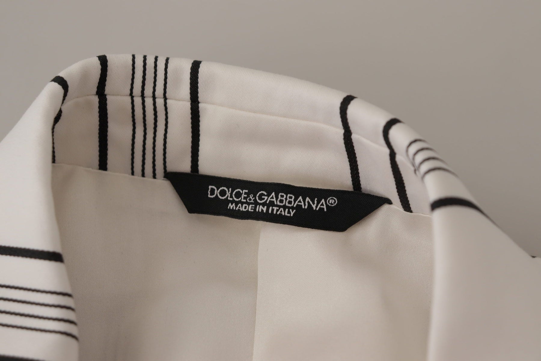 Dolce & Gabbana White Stripes Cotton Single Breasted Blazer | Regal Royce