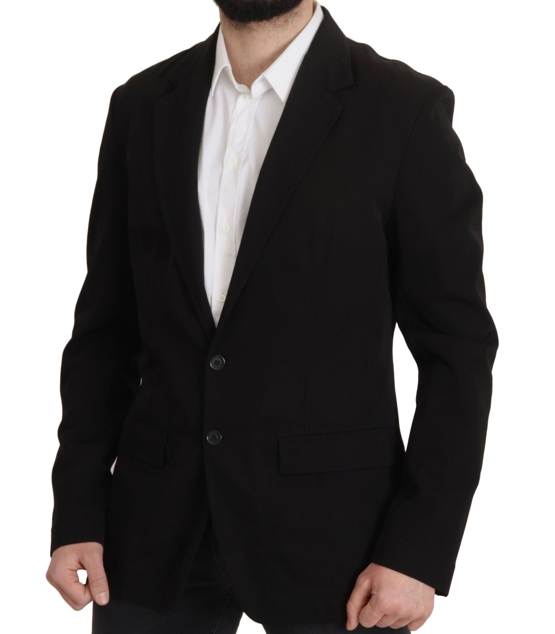 Dolce & Gabbana Black Wool Single Breasted Coat Blazer | Regal Royce