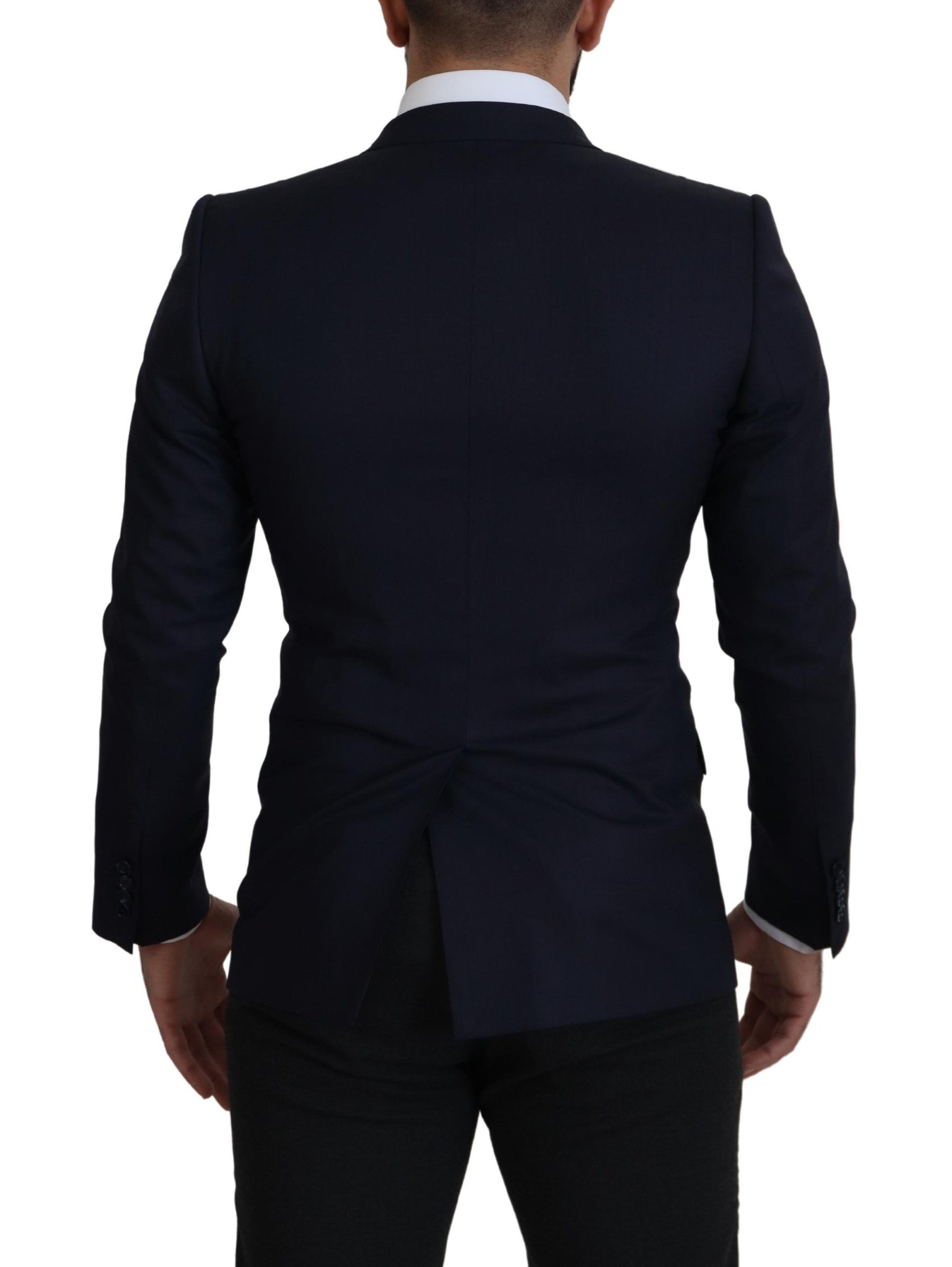 Dolce & Gabbana Blue Wool Single Breasted Coat Blazer | Regal Royce