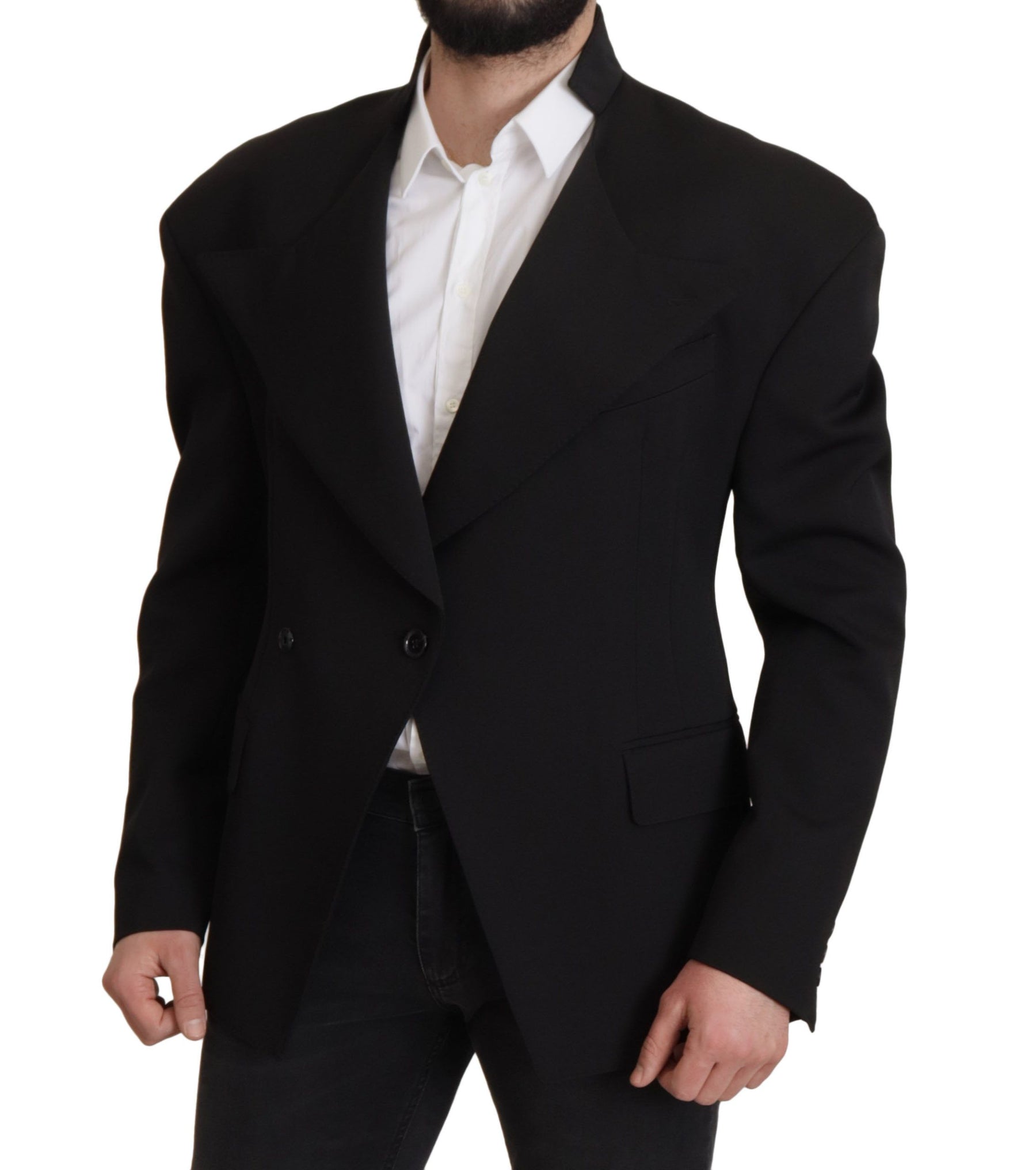 Dolce & Gabbana Black Wool Single Breasted Jacket Blazer | Regal Royce