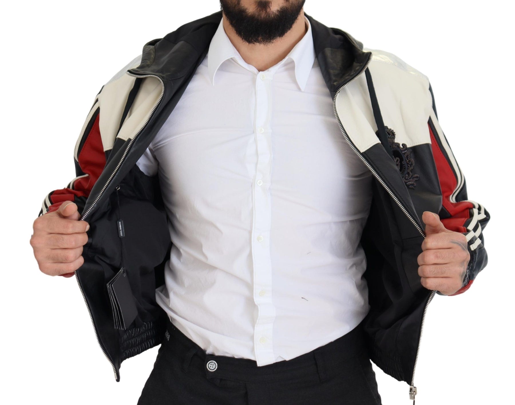 Dolce & Gabbana Black Leather Hooded Blouson Coat Jacket | Regal Royce