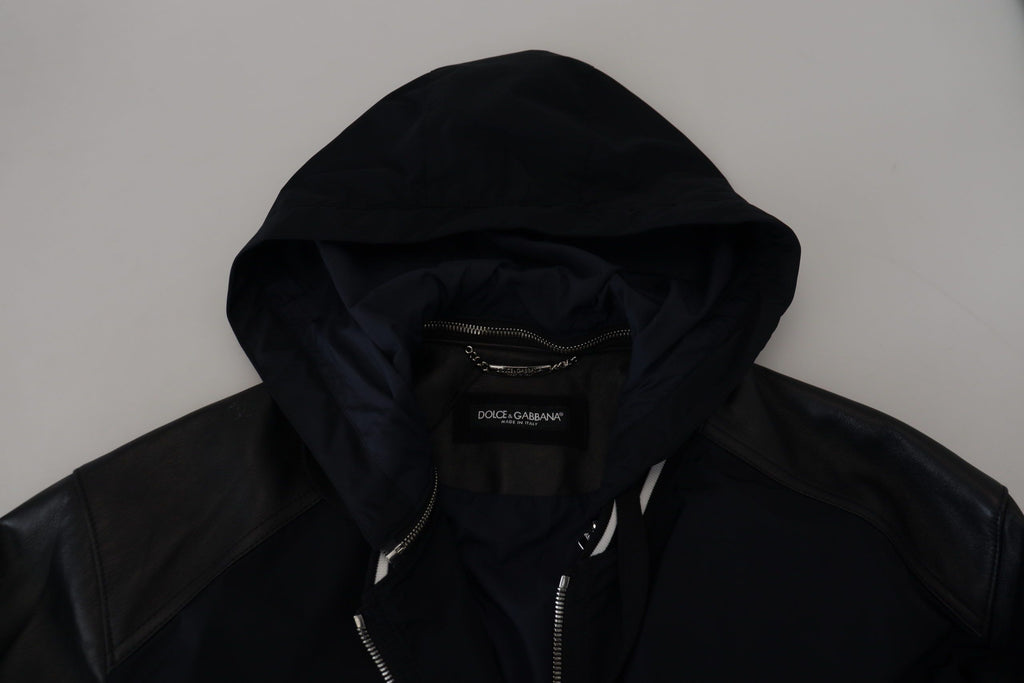 Dolce & Gabbana Black Polyester Hooded Blouson Coat Jacket