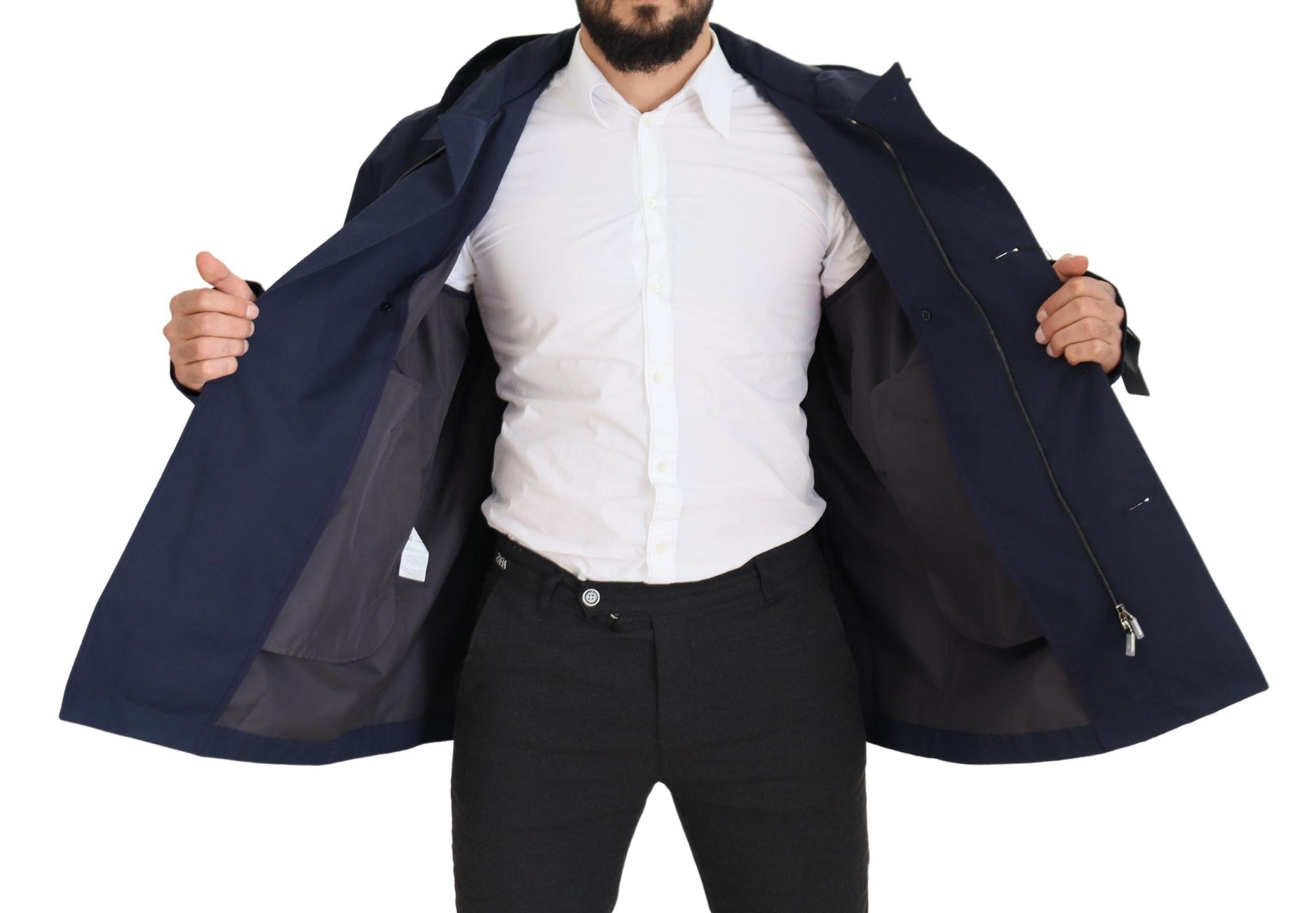 Dolce & Gabbana Blue Hooded Double Breasted Coat Jacket | Regal Royce