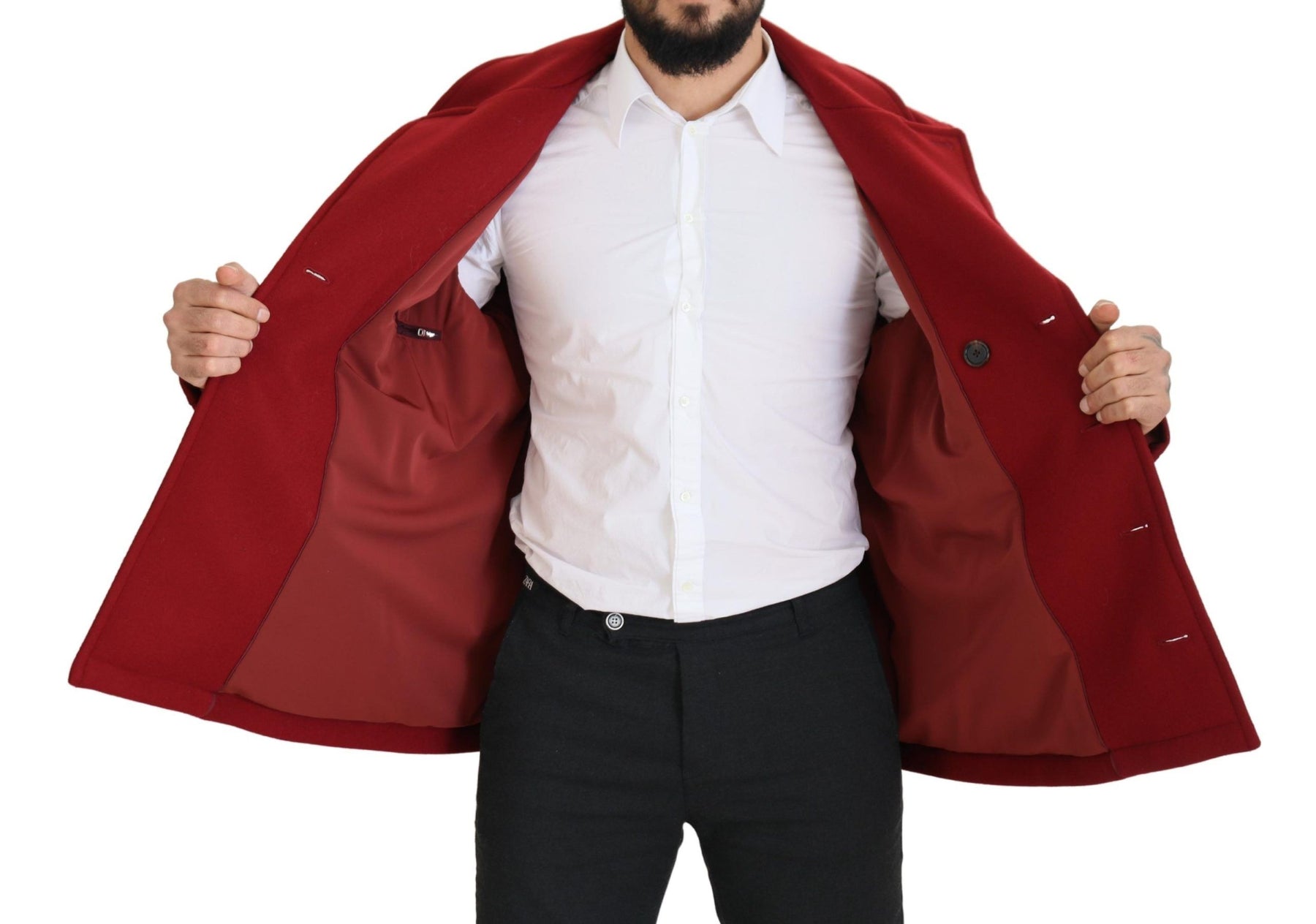 Dolce & Gabbana Red Wool Double Breasted Coat Jacket | Regal Royce