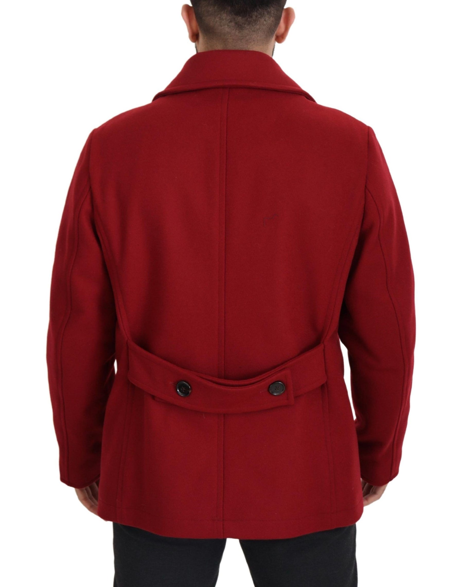 Dolce & Gabbana Red Wool Double Breasted Coat Jacket | Regal Royce