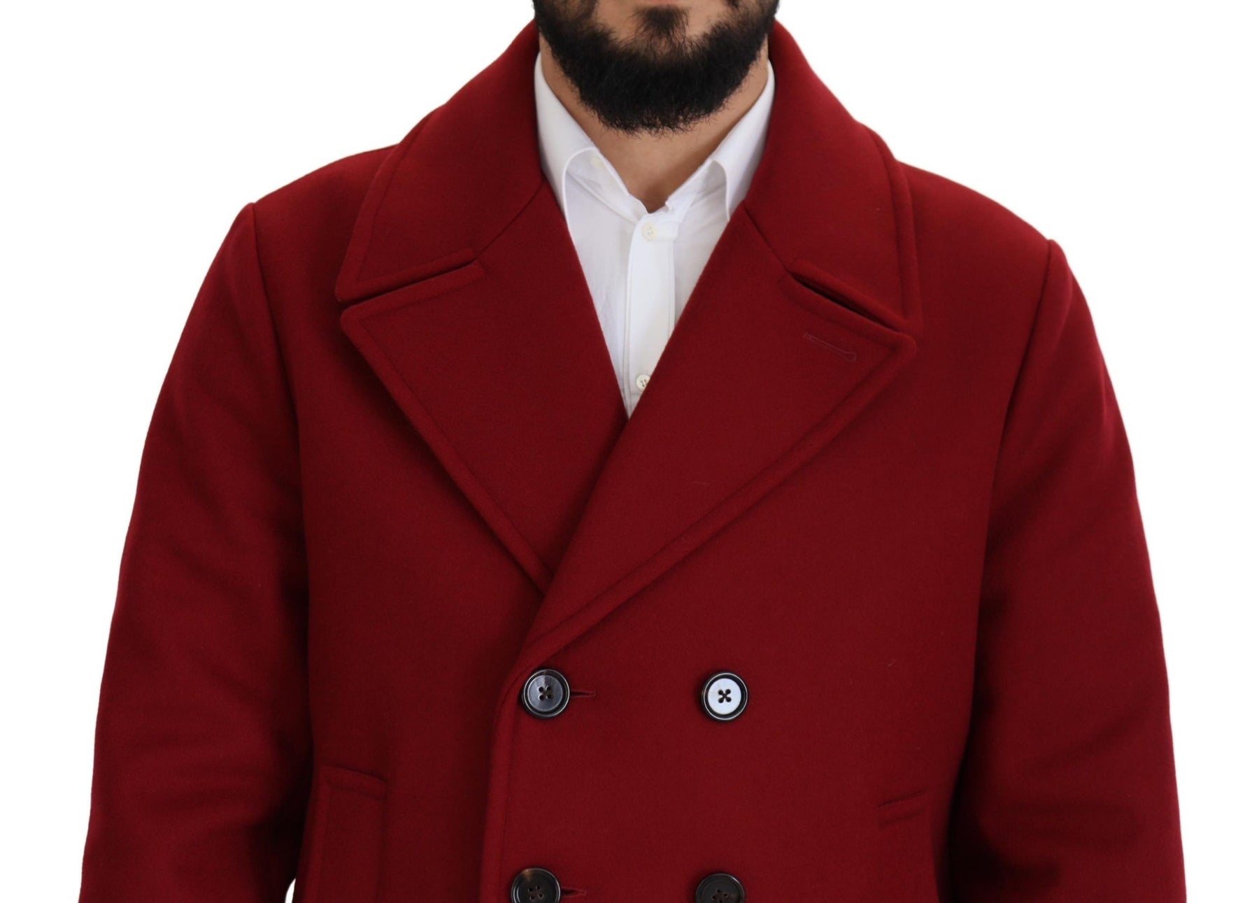 Dolce & Gabbana Red Wool Double Breasted Coat Jacket | Regal Royce