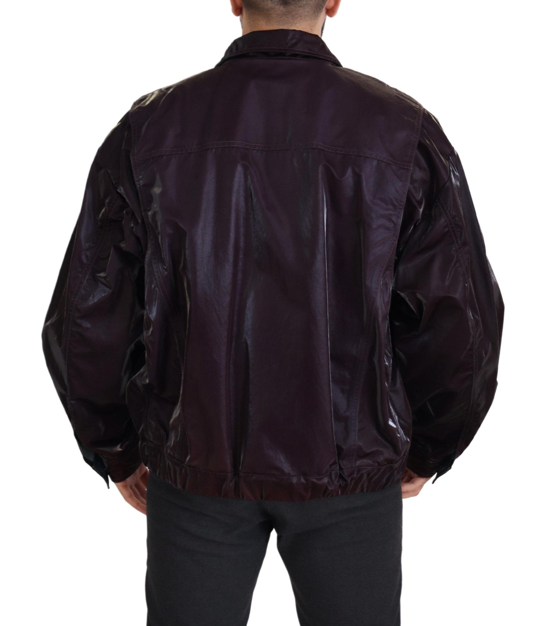 Dolce & Gabbana Bordeaux Nylon Collared Men Coat Jacket | Regal Royce