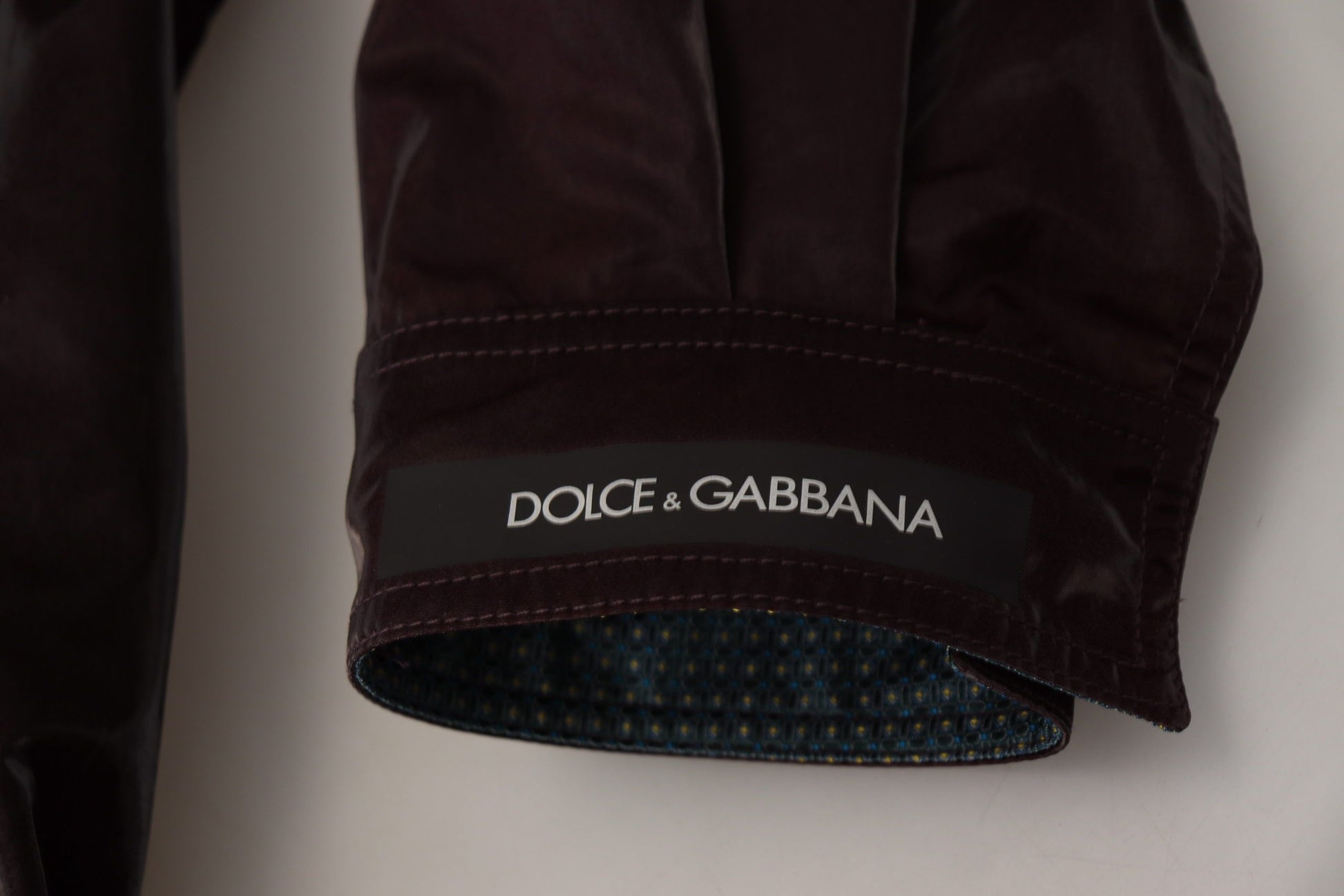 Dolce & Gabbana Bordeaux Nylon Collared Men Coat Jacket