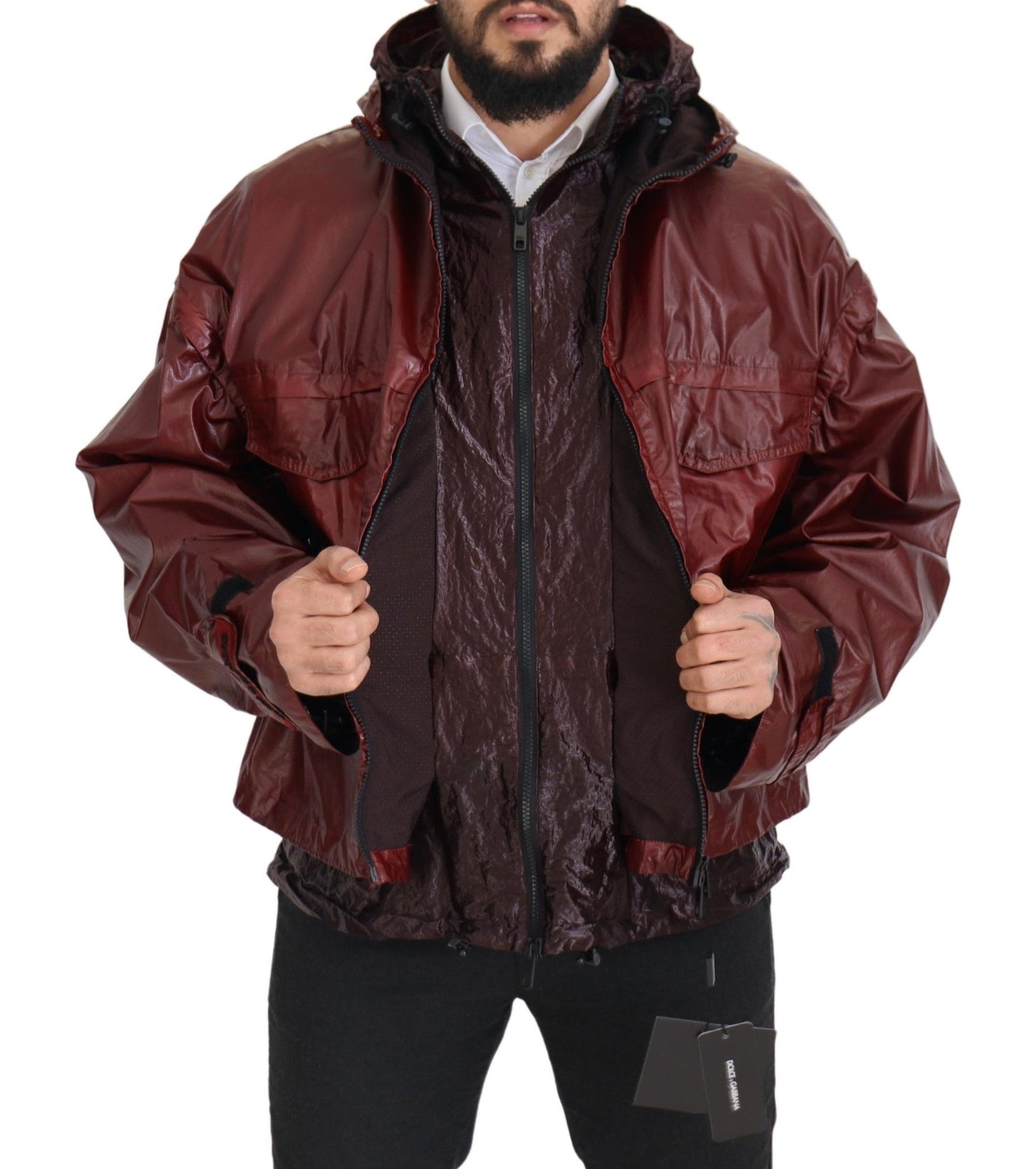 Dolce & Gabbana Bordeaux Cotton Hooded Full Zip Jacket | Regal Royce