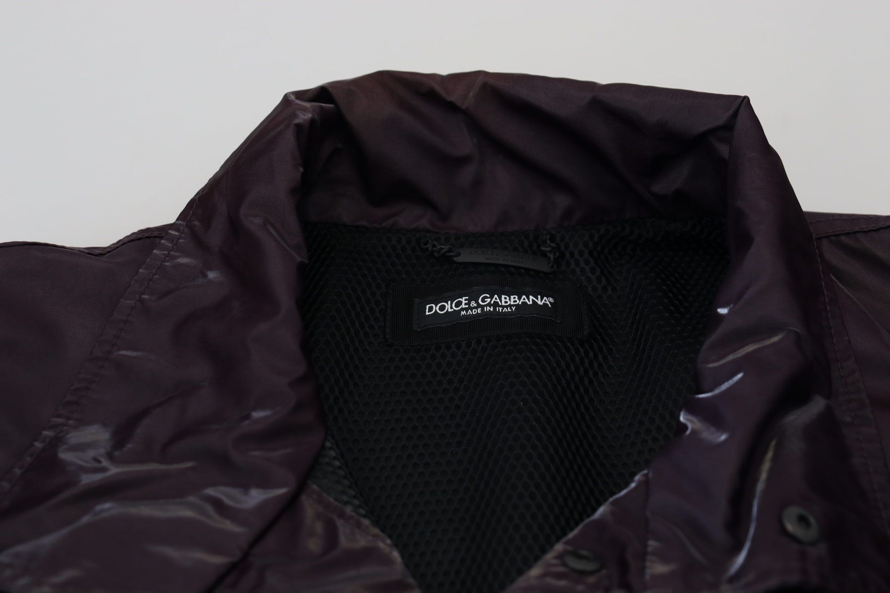 Dolce & Gabbana Purple Nylon Collared Biker Coat Jacket | Regal Royce