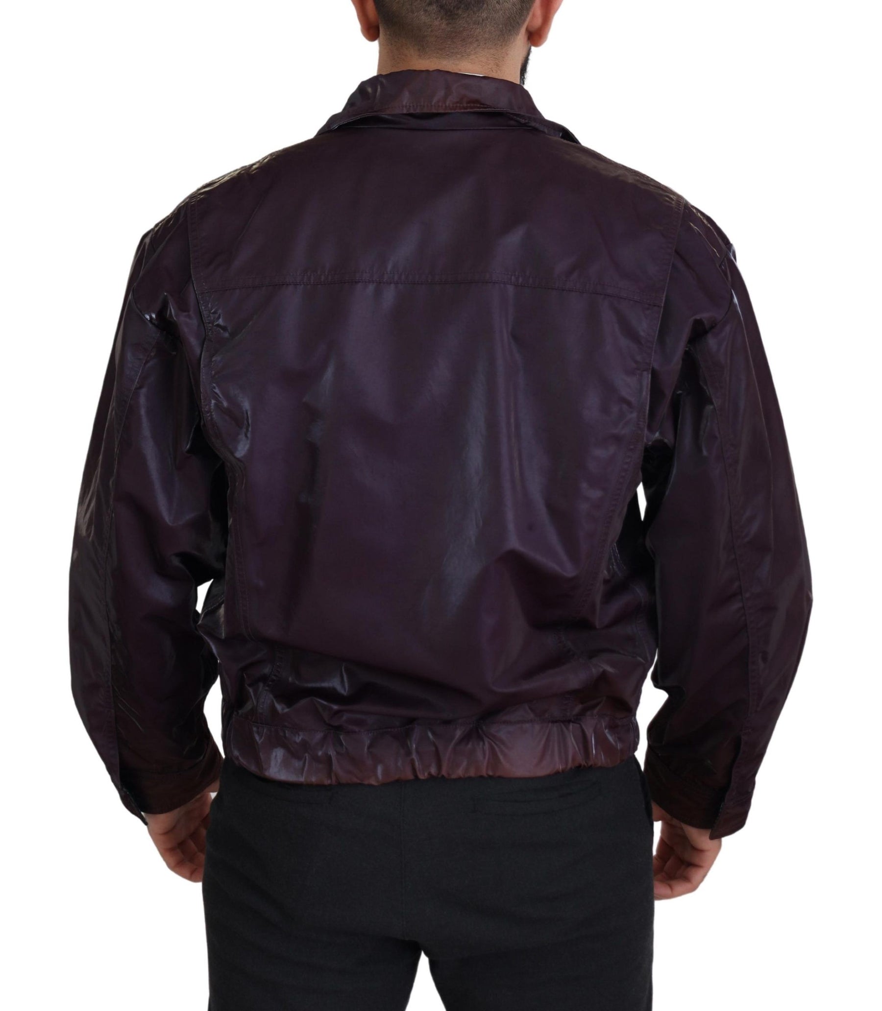 Dolce & Gabbana Purple Nylon Collared Biker Coat Jacket | Regal Royce