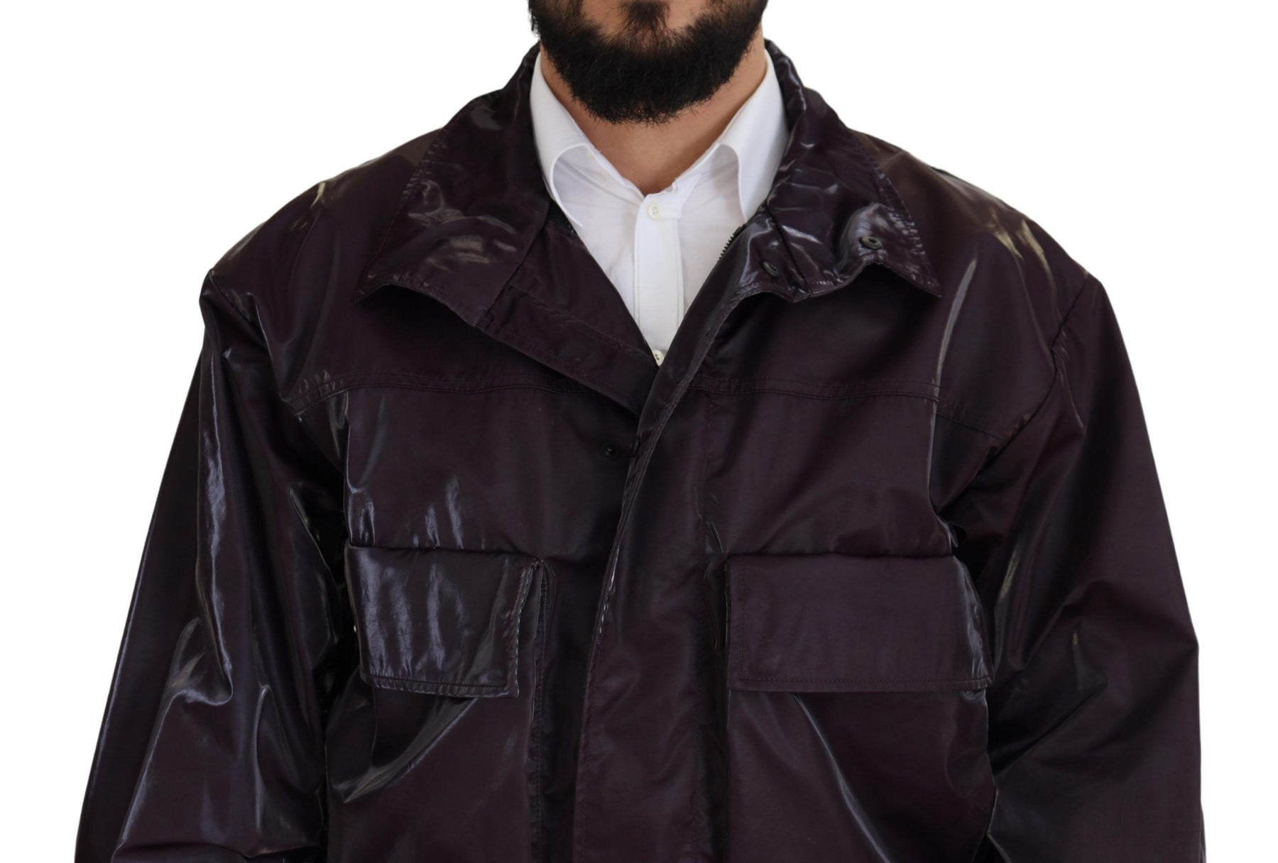 Dolce & Gabbana Purple Nylon Collared Biker Coat Jacket | Regal Royce