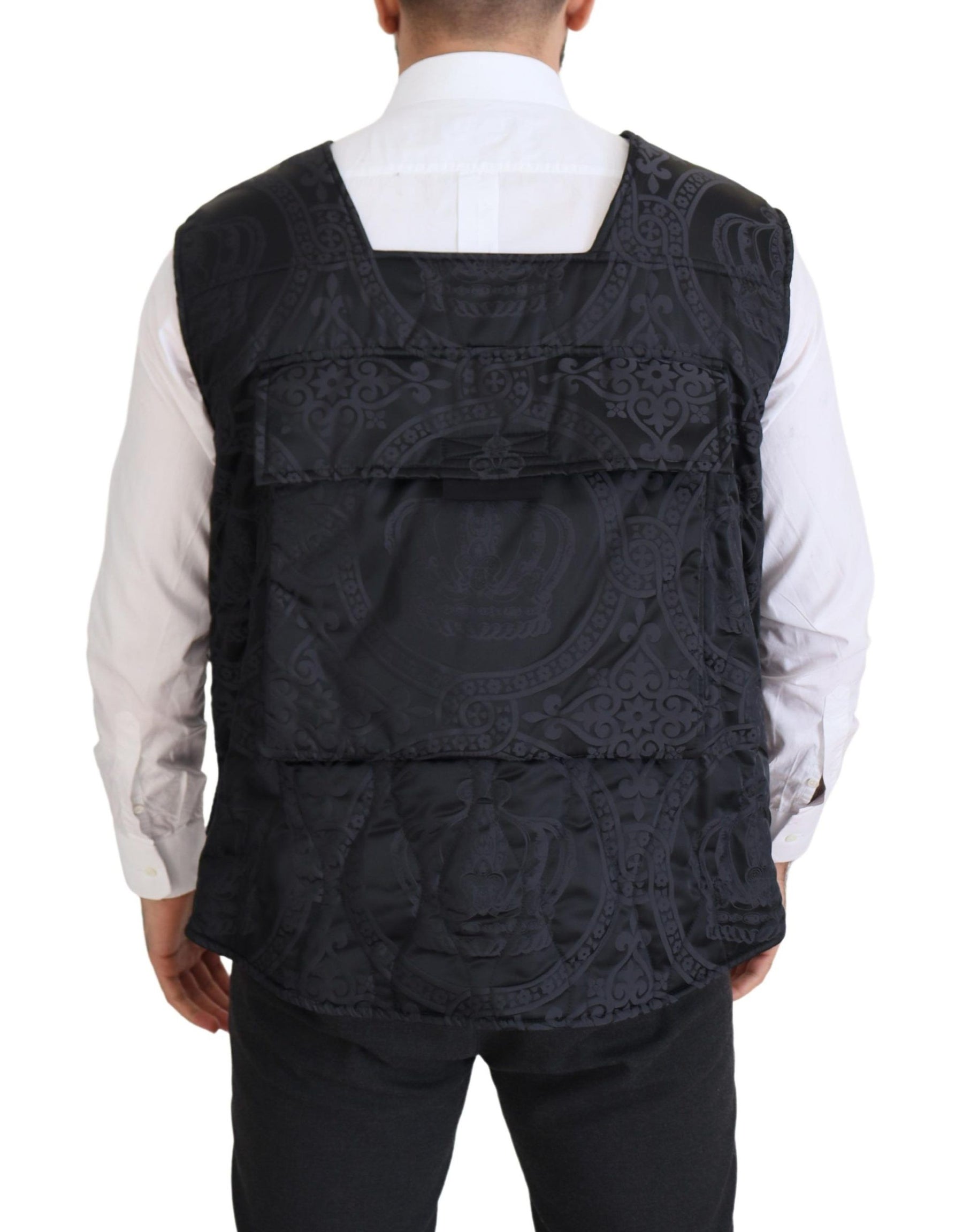 Dolce & Gabbana Black Nylon Full Zip Sleeveless Jacket | Regal Royce