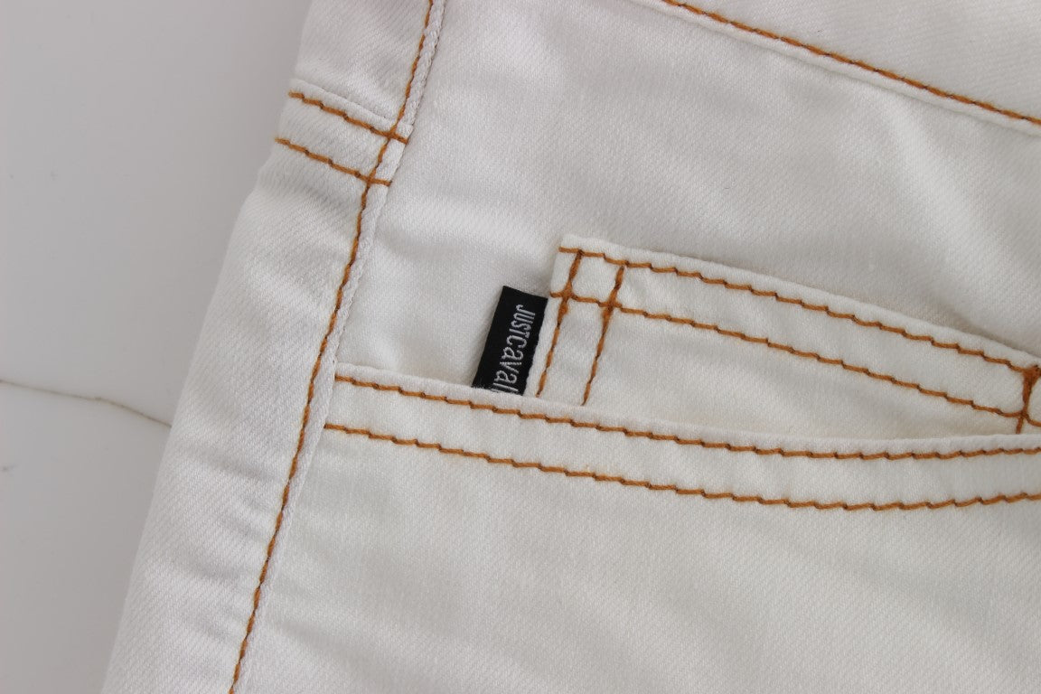 Cavalli White Cotton Blend Slim Fit Jeans | Regal Royce