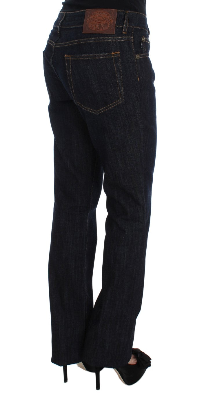 Cavalli Blue Cotton Straight Fit Stretch Jeans | Regal Royce