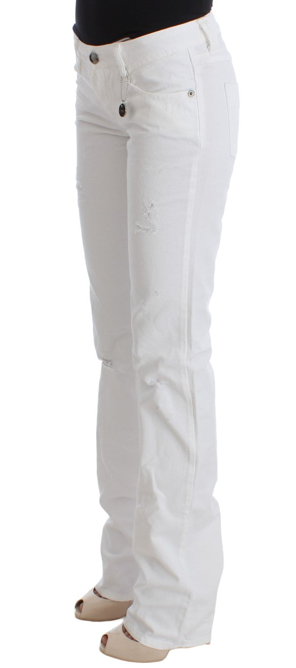 Costume National White Cotton Slim Fit Denim Bootcut Jeans | Regal Royce