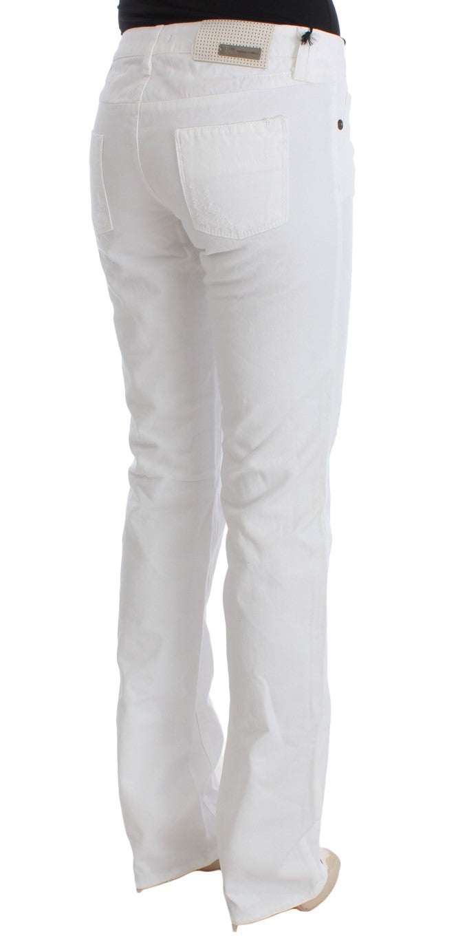 Costume National White Cotton Slim Fit Denim Bootcut Jeans | Regal Royce
