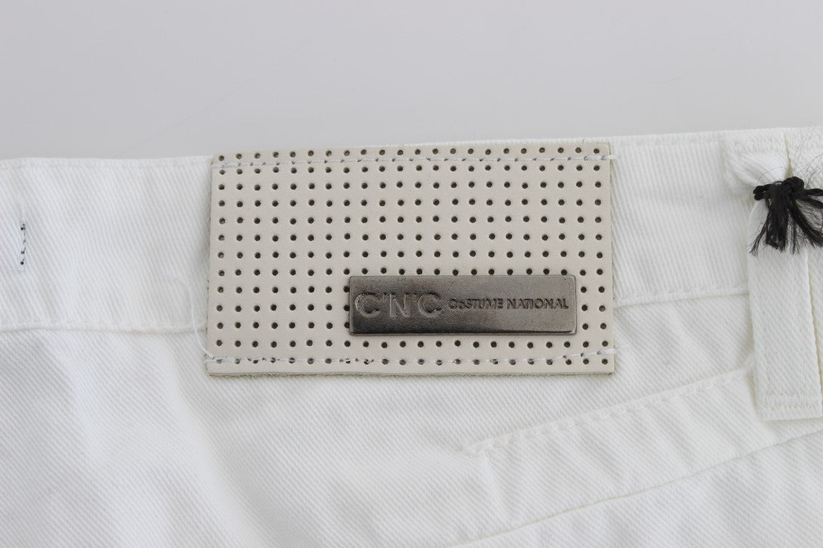 Costume National White Cotton Slim Fit Denim Bootcut Jeans | Regal Royce