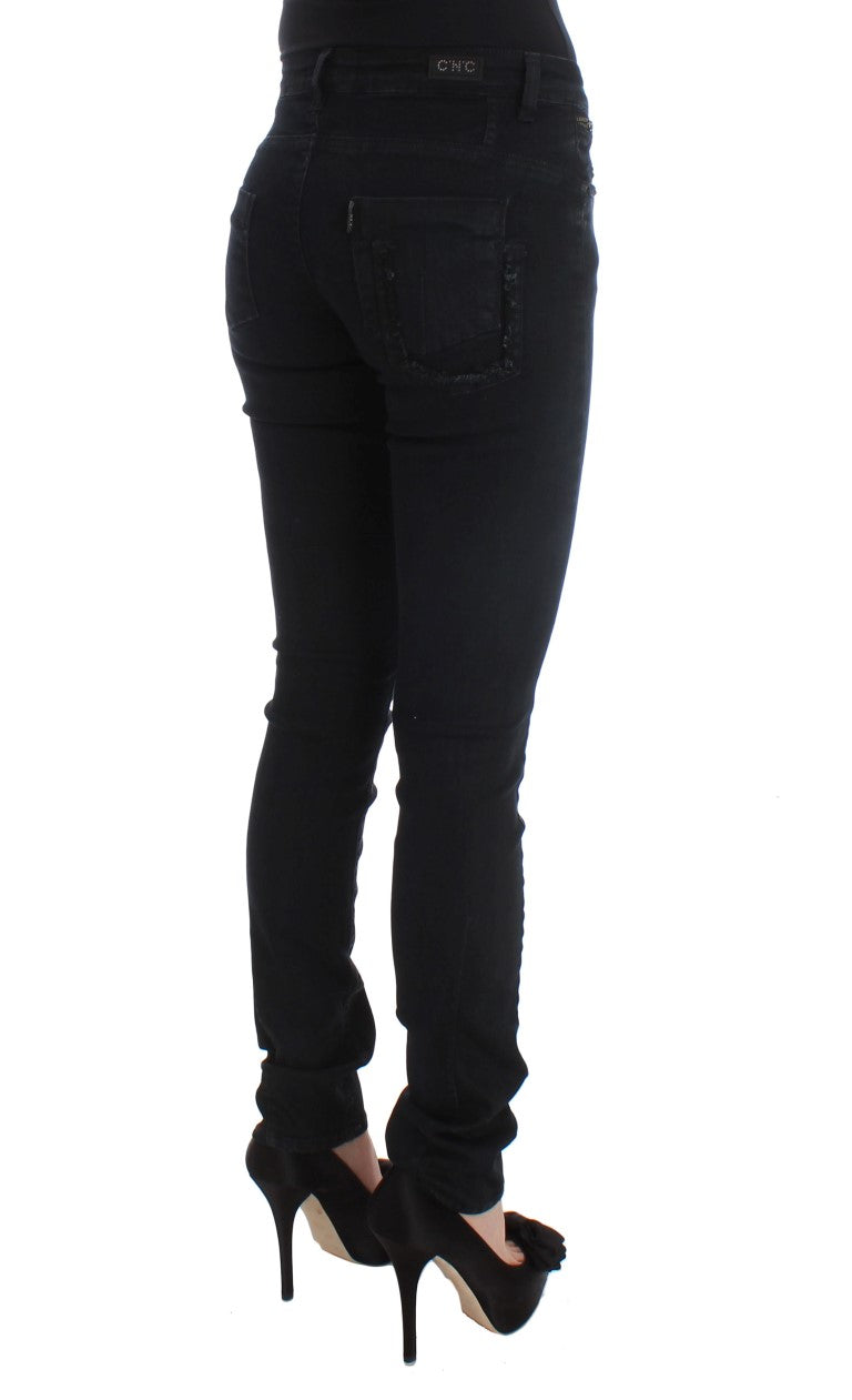 Costume National Black Cotton Slim Fit Denim Jeans | Regal Royce
