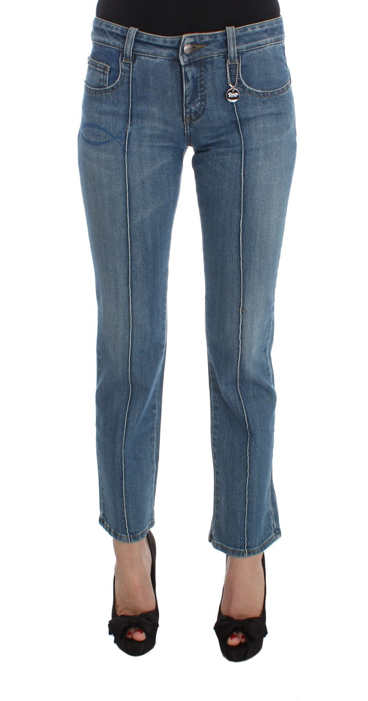 Costume National Blue Cotton Slim Fit Cropped Jeans | Regal Royce