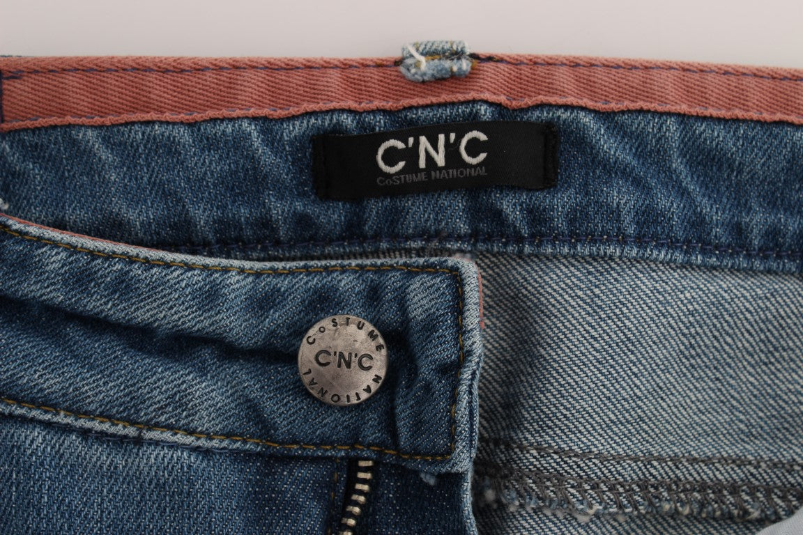 Costume National Blue Cotton Slim Fit Cropped Jeans | Regal Royce