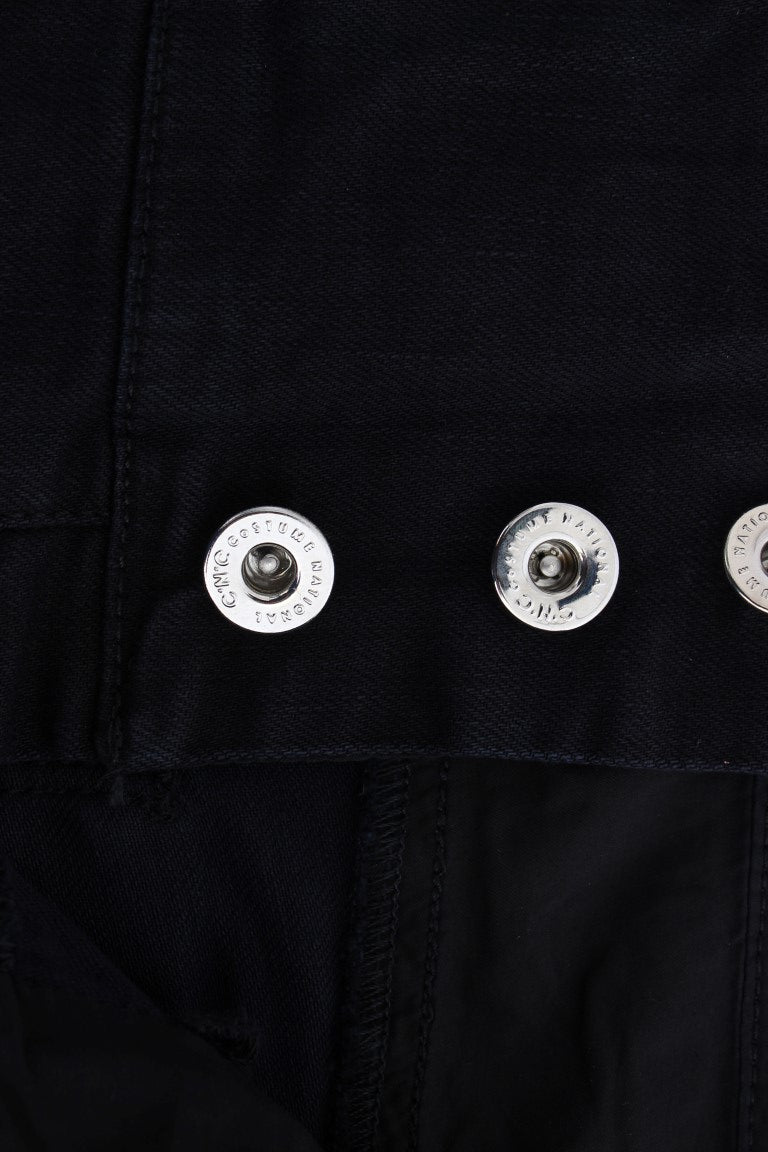 Costume National Black Cotton Slim Fit Cropped Jeans | Regal Royce