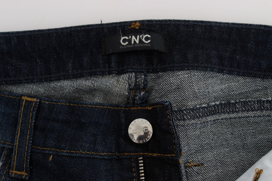 Costume National Blue Cotton Slim Fit Bootcut Jeans | Regal Royce