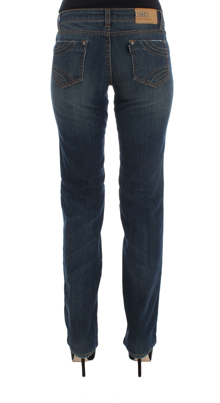Costume National Blue Cotton Blend Bootcut Jeans | Regal Royce