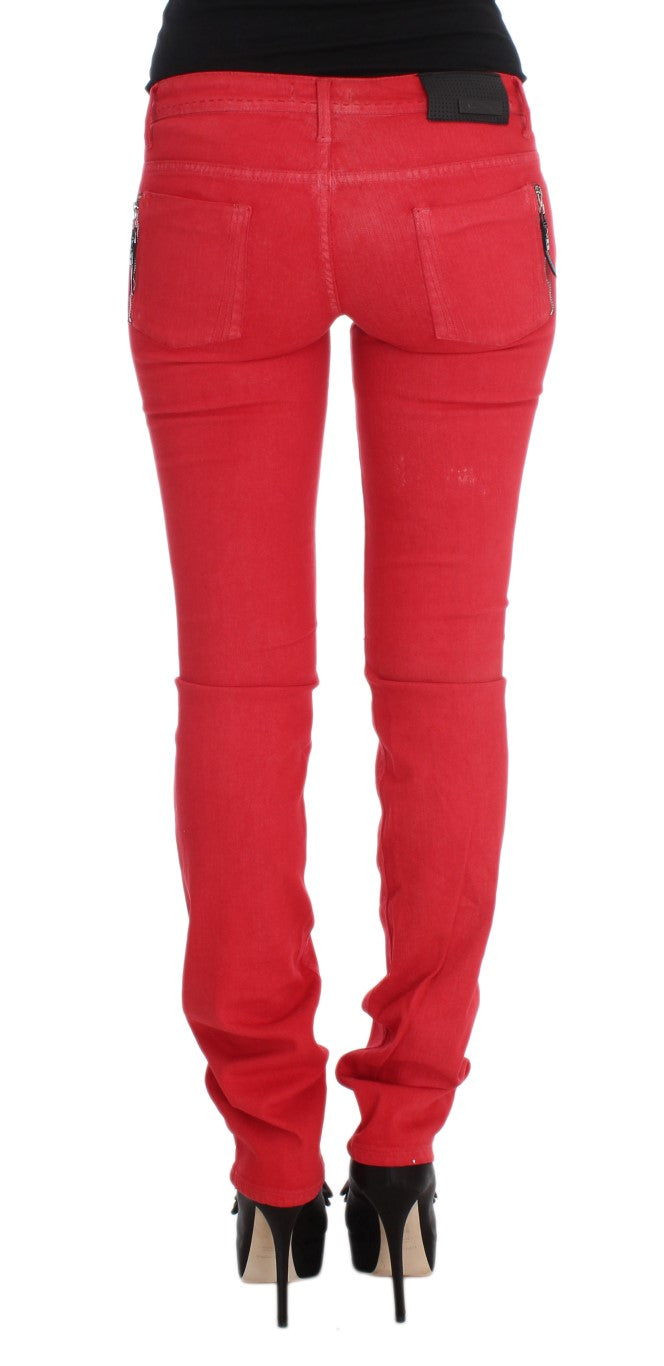 Costume National Red Cotton Blend Super Slim Fit Jeans | Regal Royce