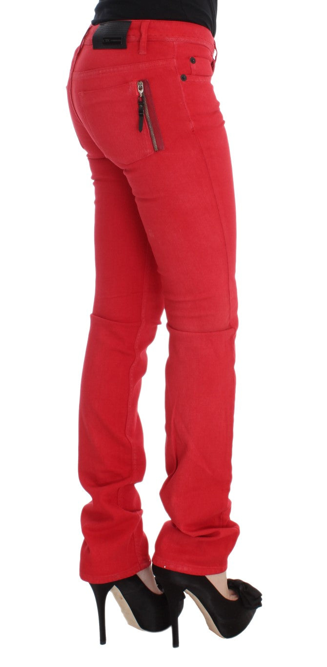 Costume National Red Cotton Blend Super Slim Fit Jeans | Regal Royce