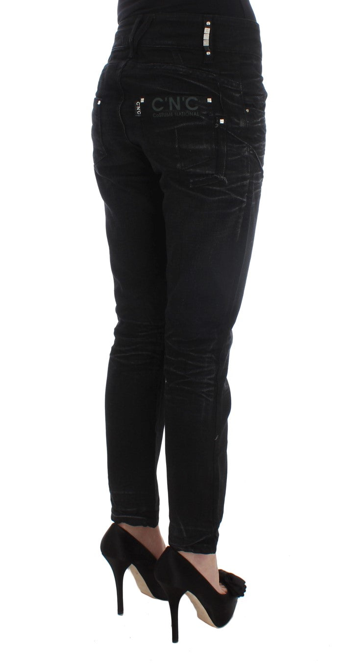 Costume National Black Cotton Slouchy Slims Fit Jeans | Regal Royce