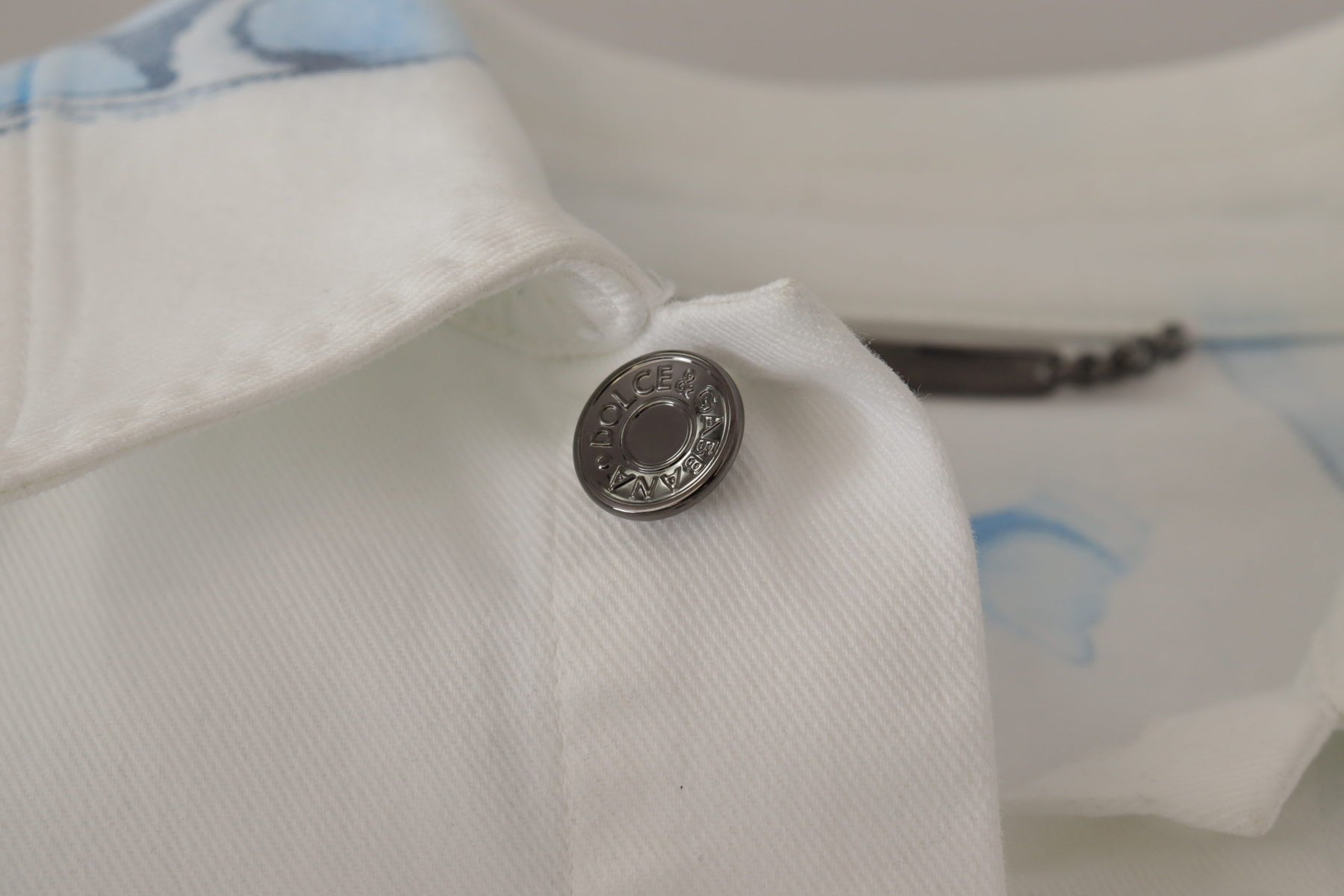 Dolce & Gabbana White Cotton Logo Embroidery Denim Jacket | Regal Royce