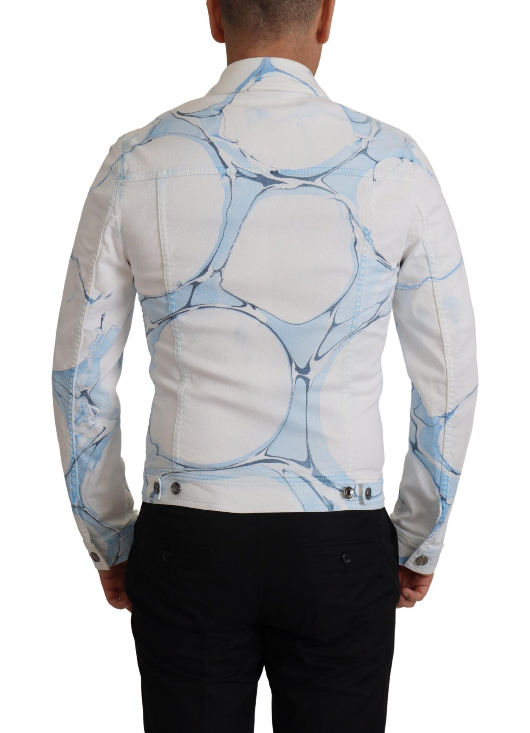 Dolce & Gabbana White Cotton Logo Embroidery Denim Jacket | Regal Royce
