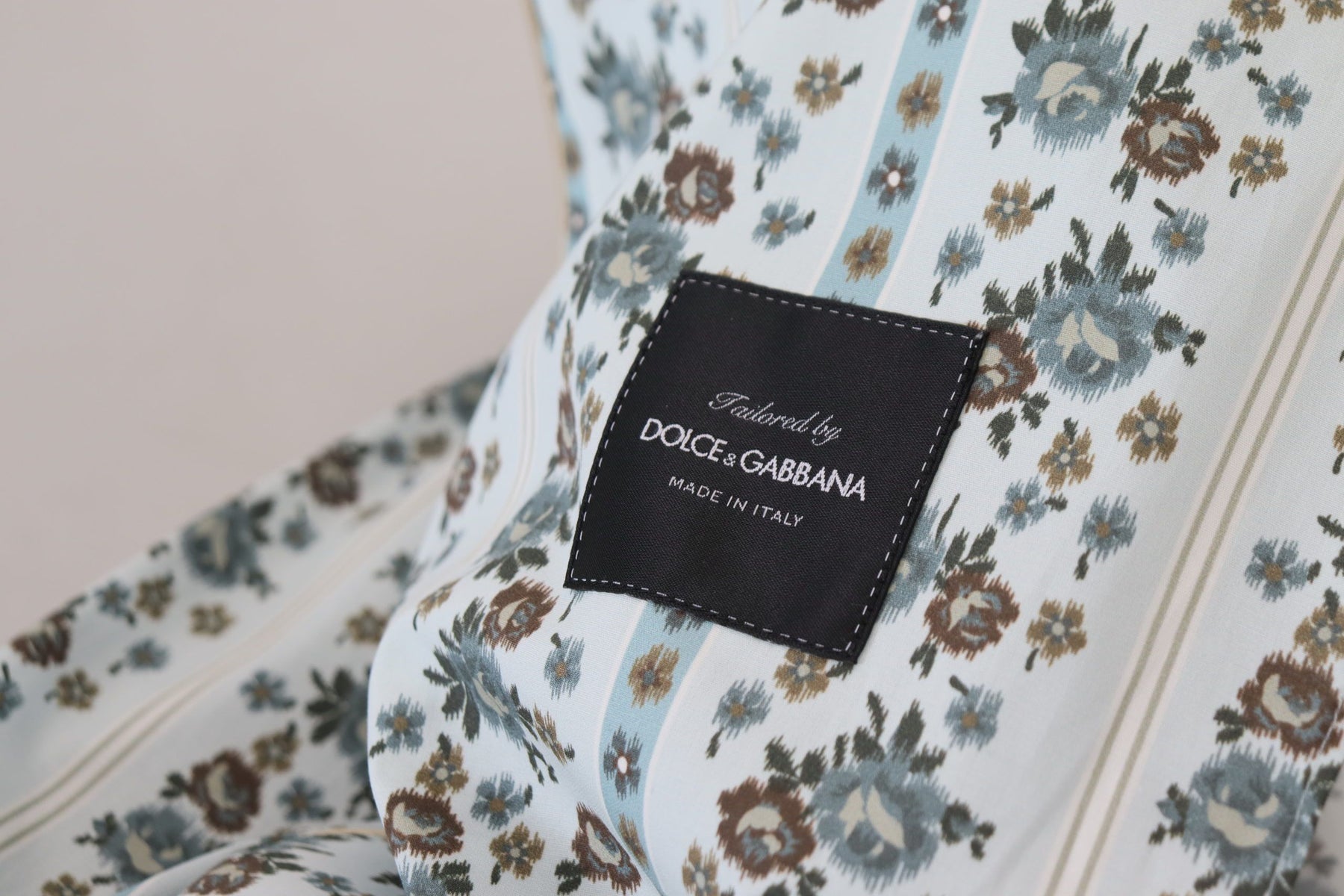 Dolce & Gabbana Blue Floral Cotton Robe Coat Jacket | Regal Royce