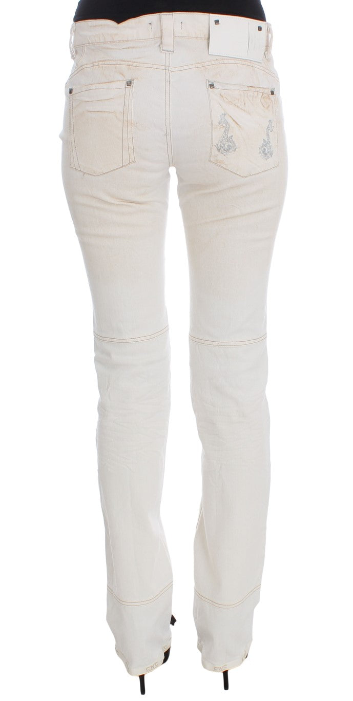 Costume National White Cotton Slim Fit Bootcut Jeans | Regal Royce