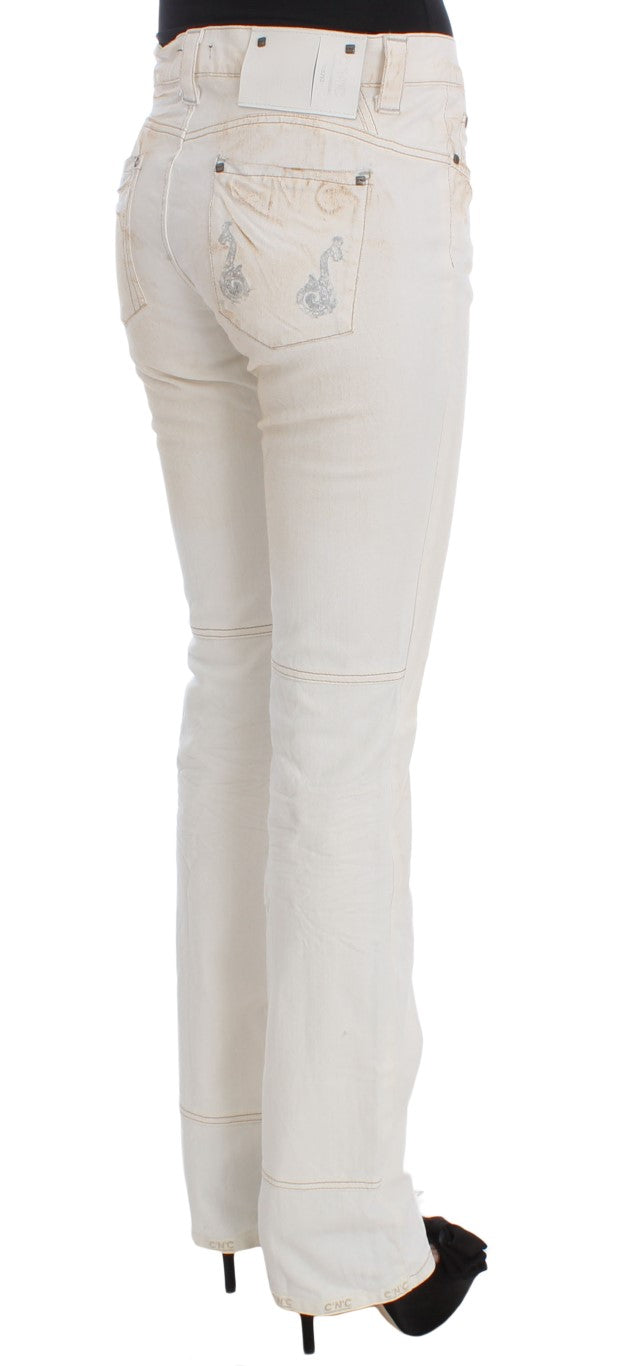 Costume National White Cotton Slim Fit Bootcut Jeans | Regal Royce