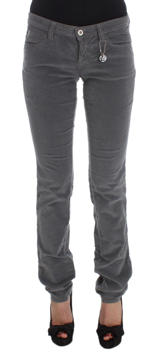 Costume National Gray Cotton Super Slim Corduroys Jeans | Regal Royce