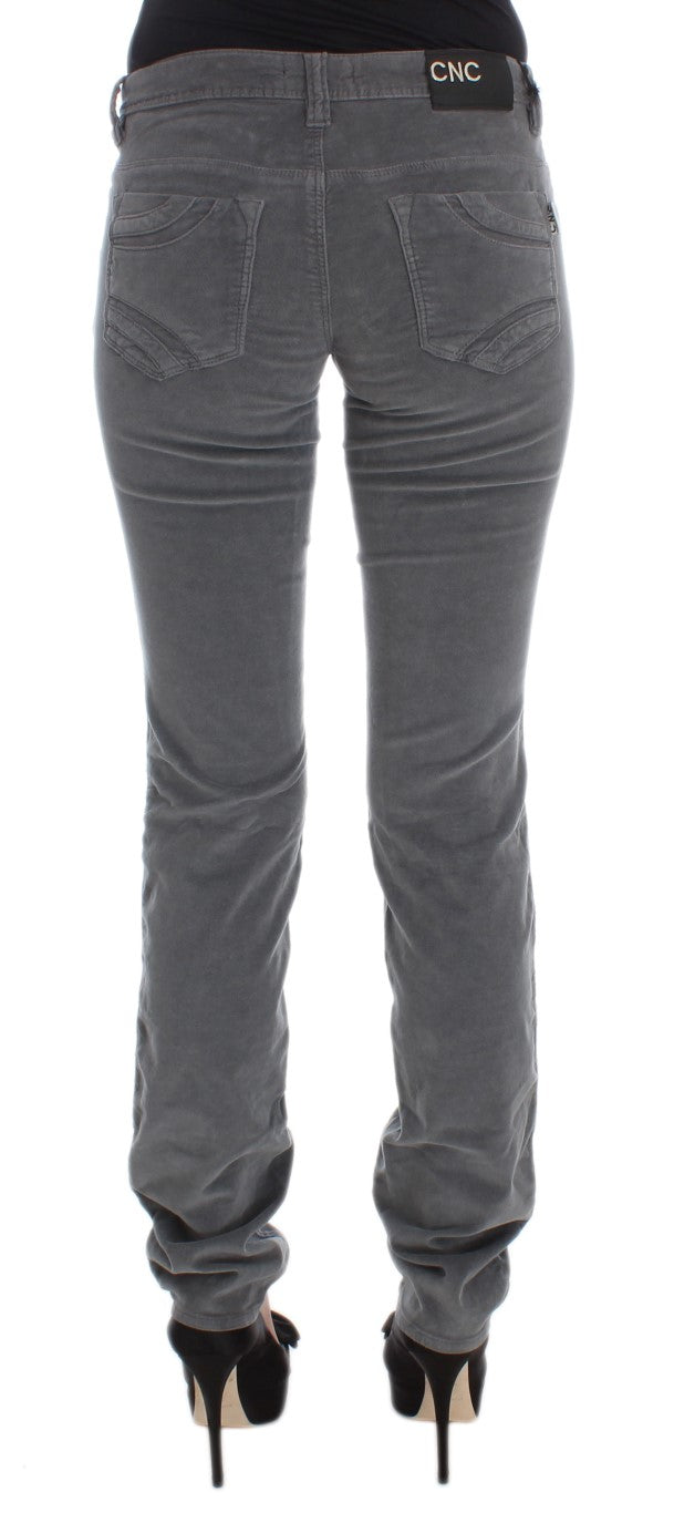 Costume National Gray Cotton Super Slim Corduroys Jeans | Regal Royce