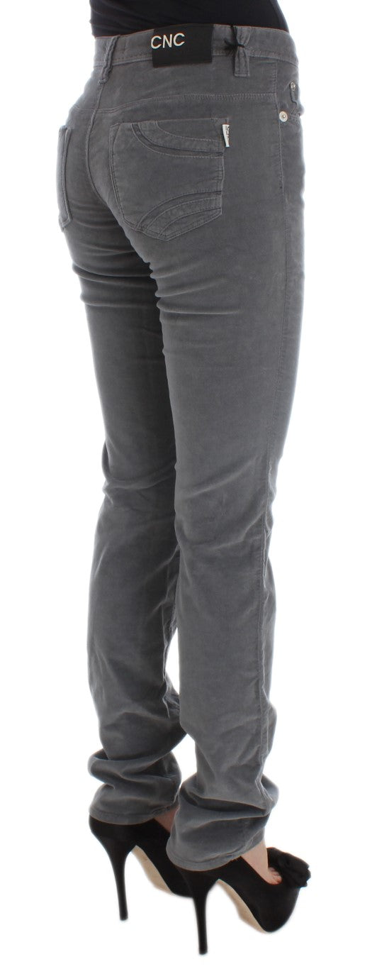 Costume National Gray Cotton Super Slim Corduroys Jeans | Regal Royce