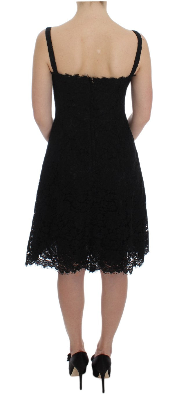 Dolce & Gabbana Black Floral Lace Shift Knee Length Dress | Regal Royce