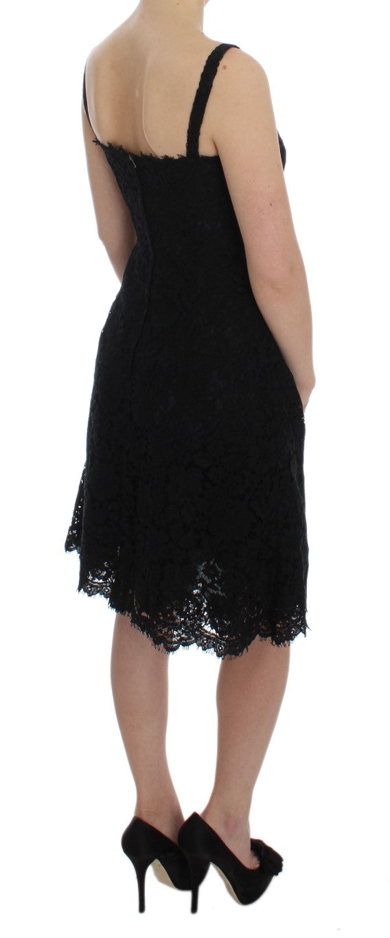 Dolce & Gabbana Black Floral Lace Shift Knee Length Dress | Regal Royce