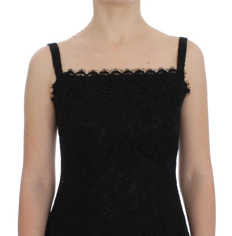 Dolce & Gabbana Black Floral Lace Shift Knee Length Dress | Regal Royce