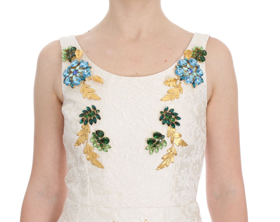 Dolce & Gabbana White Brocade Crystal Sheath Dress | Regal Royce