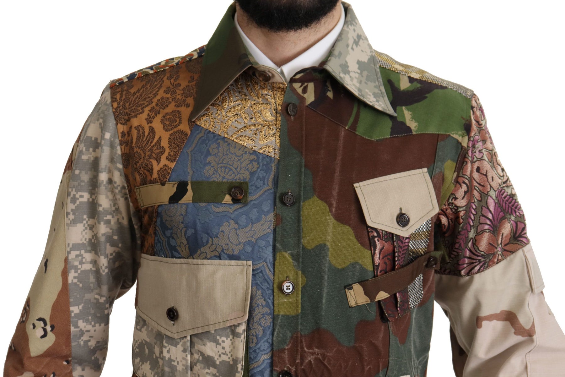 Dolce & Gabbana Multicolor Button Down Patchwork Shirt | Regal Royce