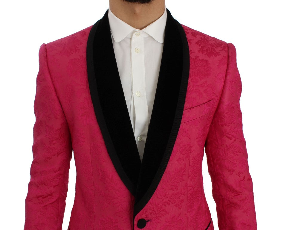 Dolce & Gabbana Pink Floral Brocade Slim Blazer Jacket | Regal Royce